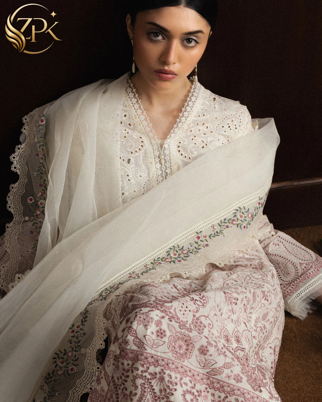 ZARA SHAHJAHAN-3PC LAWN EMBROIDERED SHIRT WITH KHADDI NET EMB DUPATTA AND EMB TROUSER-ZPK-4893