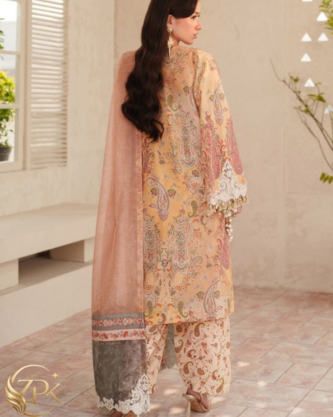 BAROQUE-3PC LAWN DIGITAL PRINTED EMB SHIRT WITH SILK PRINTED EMB DUPATTA AND PRINTED TROUSER-ZPK-014