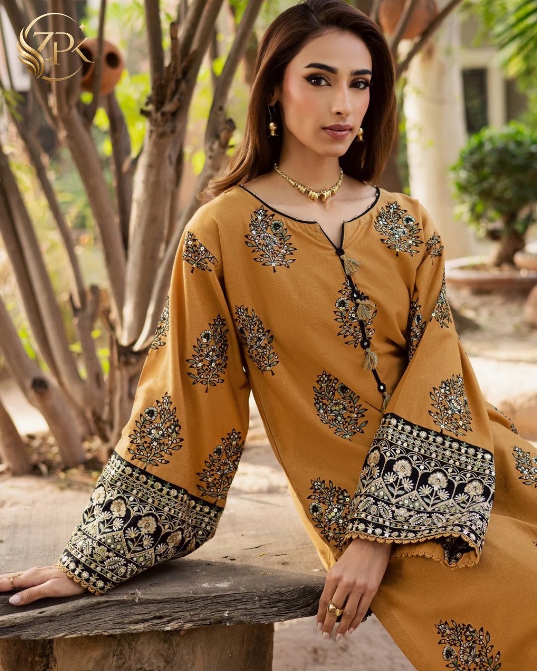 BATIK-2PC LAWN EMBROIDERED SHIRT WITH EMBROIDRED SLEEVES & EMB TROUSER-ZPK-239