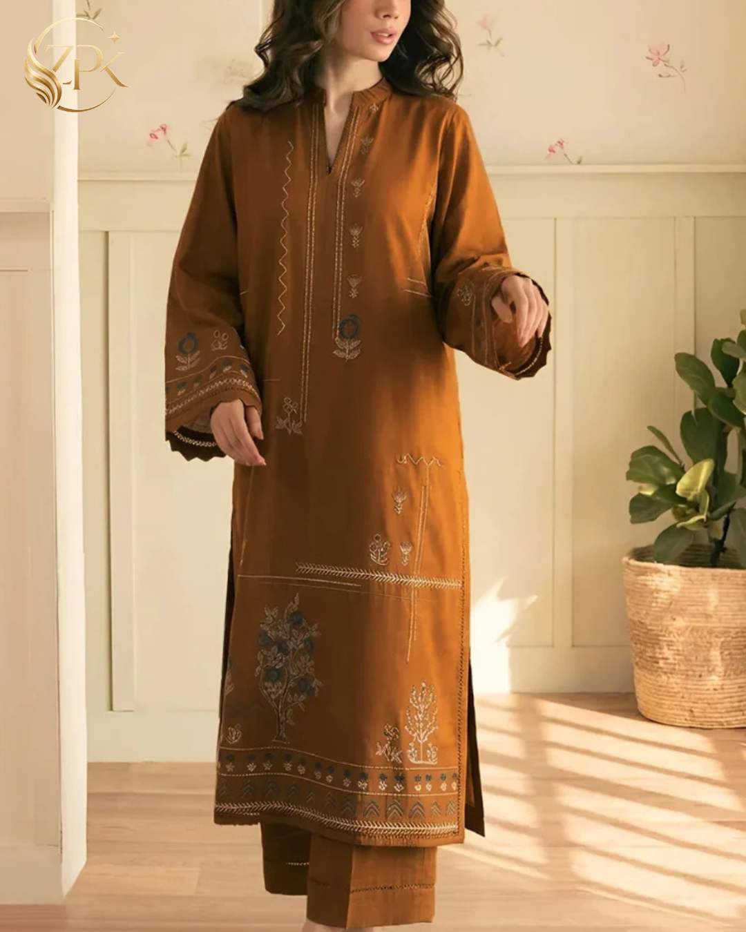 BATIK-2PC LAWN EMBROIDERED SHIRT WITH EMBROIDRED SLEEVES -ZPK-258