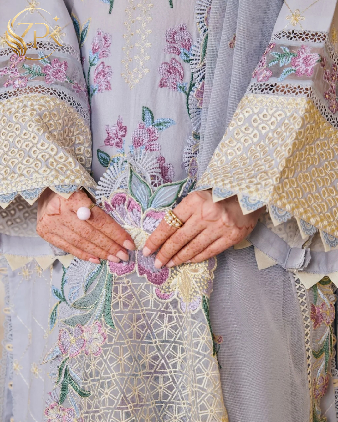 MARYAM HUSSAIN-3PC LAWN EMBROIDERED SHIRT WITH KHADDI NET EMB DUPATTA AND TROUSER-ZPK-4913
