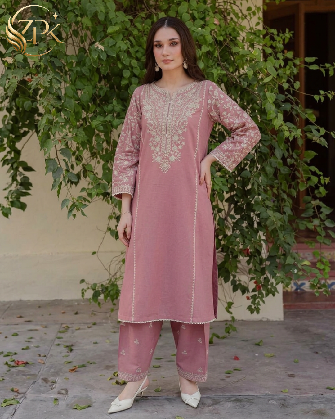 BATIK-2PC LAWN EMBROIDERED SHIRT WITH EMB SLEEVES AND EMB TROUSER-ZPK-238