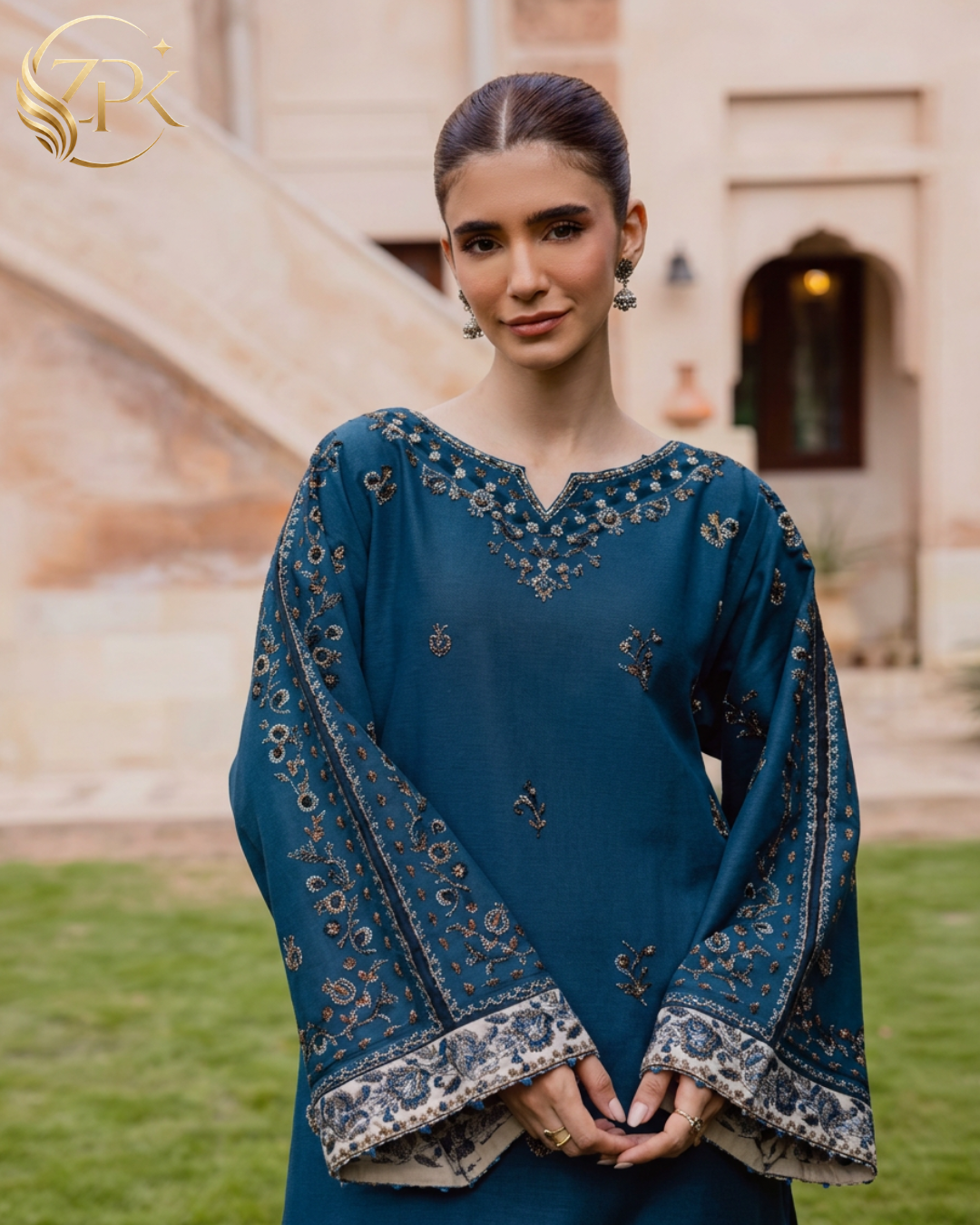 BATIK-2PC LAWN EMBROIDERED SHIRT WITH EMB SLEEVES AND EMB TROUSER -ZPK-254