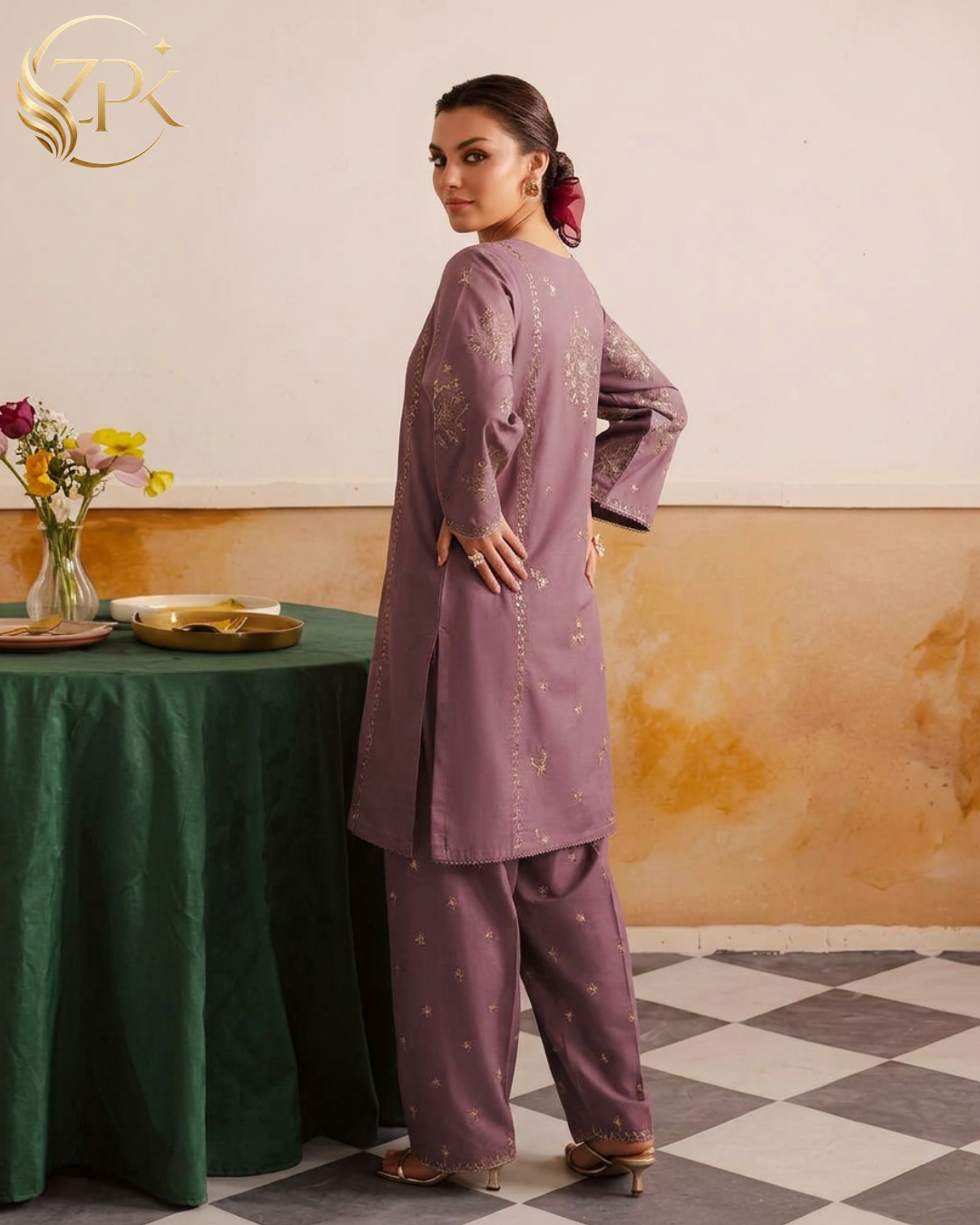 BATIK-2PC LAWN EMB SHIRT WITH EMB SLEEVES AND EMB TROUSER-ZPK-255