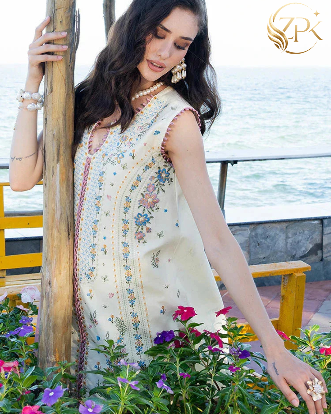 MUSHQ-3PC LAWN HEAVY EMBROIDERED SHIRT WITH CHIFFON PRINTED DUPATTA AND TROUSER-ZPK-4862