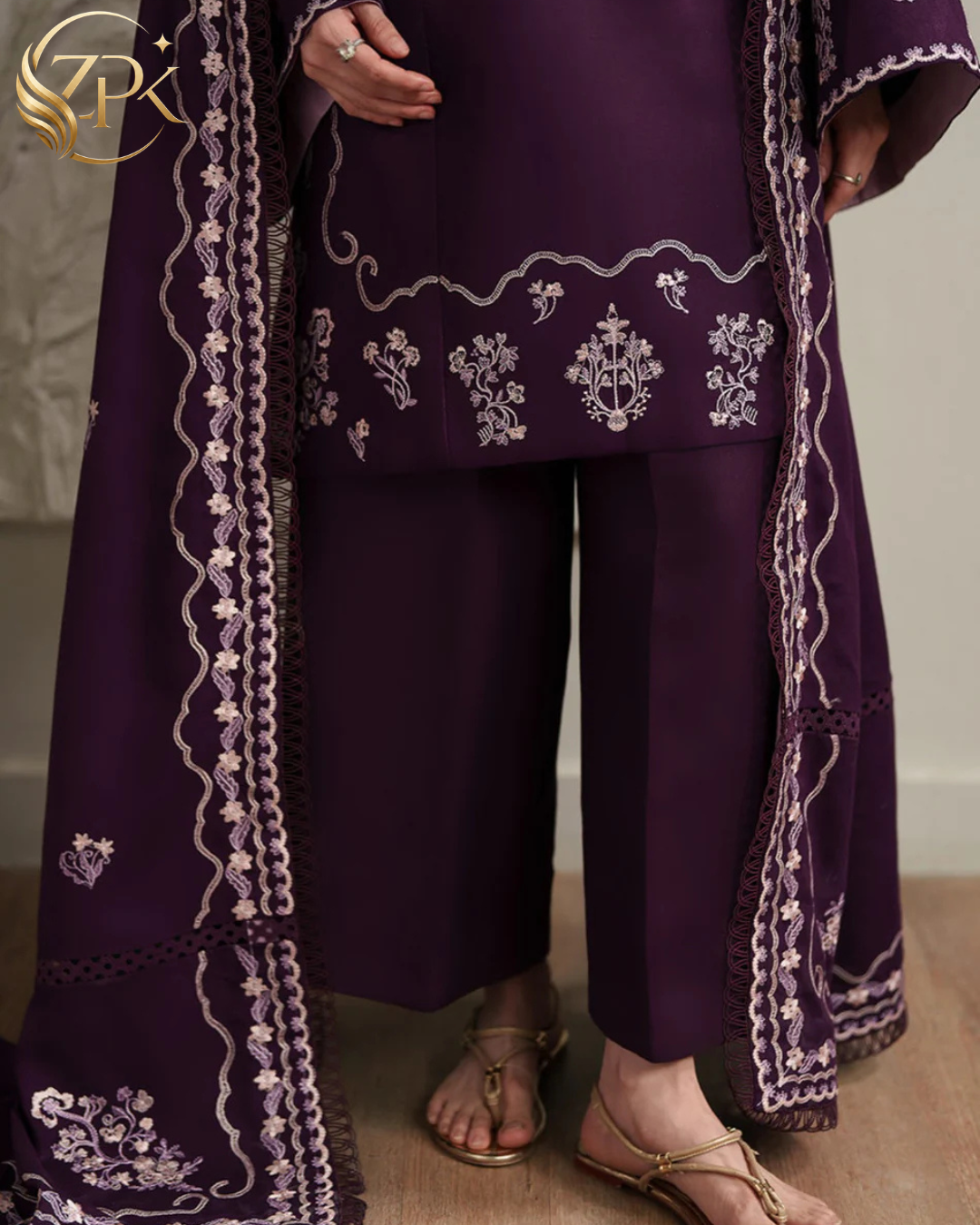 ETHNC-3PC LAWN EMBROIDERED SHIRT WITH LAWN EMBROIDERED DUPATTA AND TROUSER-ZPK-4871