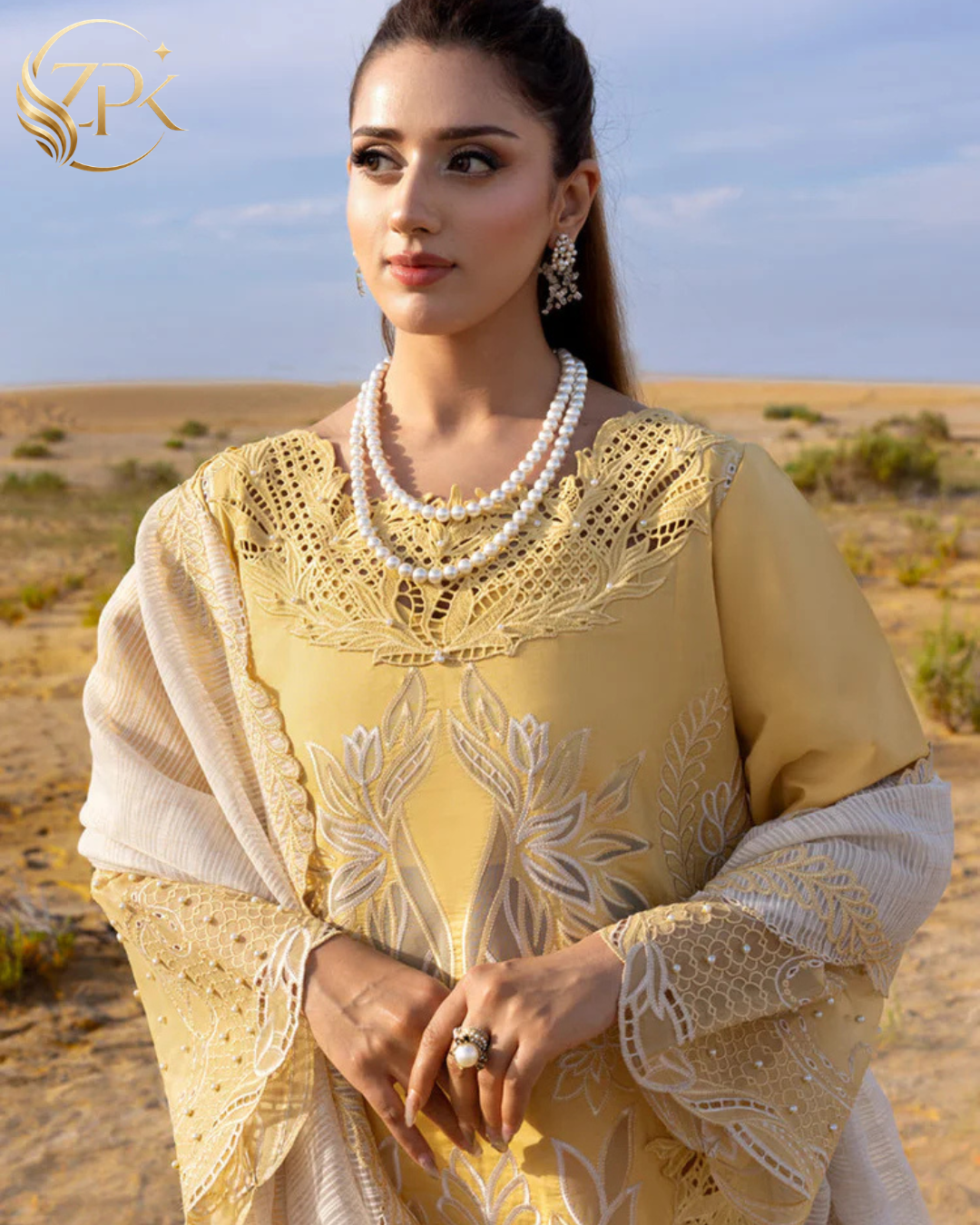 RANG RASIYA-3PC LAWN LASERCUTWORK EMBROIDERED SHIRT WITH KHAADI NET EMBROIDERED DUPATTA AND TROUSER -ZPK-4769