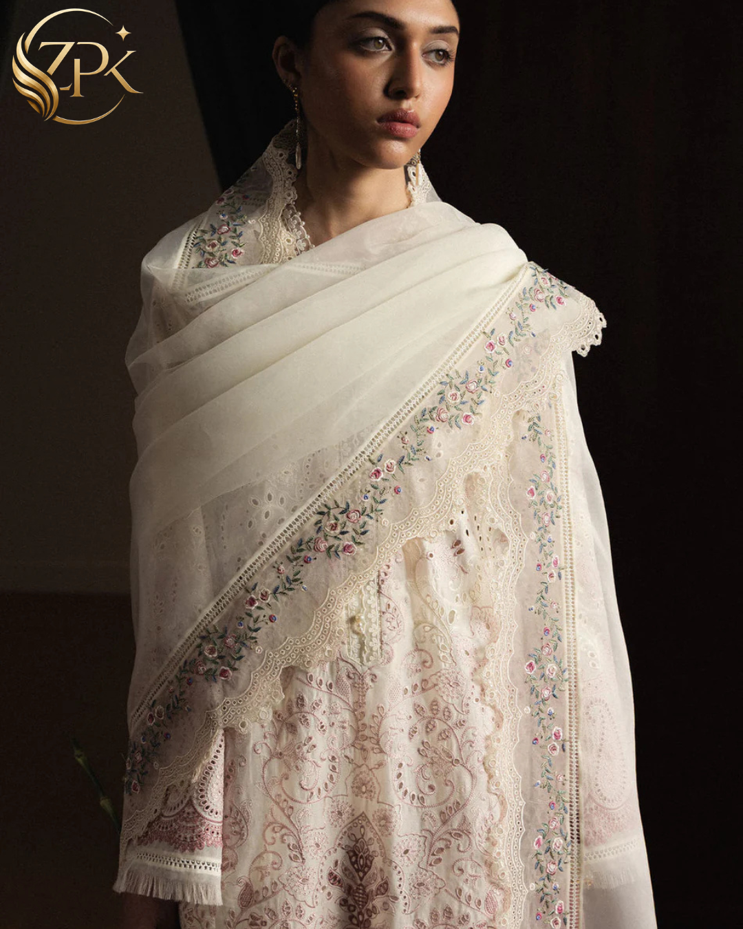 ZARA SHAHJAHAN-3PC LAWN EMBROIDERED SHIRT WITH KHADDI NET EMB DUPATTA AND EMB TROUSER-ZPK-4893