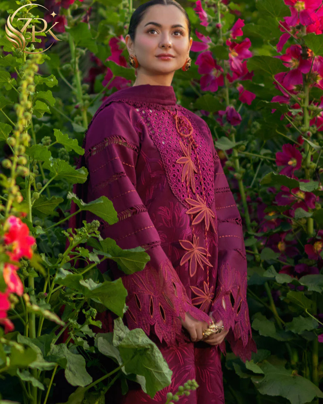 RANG RASIYA-3PC LAWN CHIKAN EMBROIDERED SHIRT WITH KHADDI NET EMB DUPATTA AND EMB TROUSER-ZPK-4885