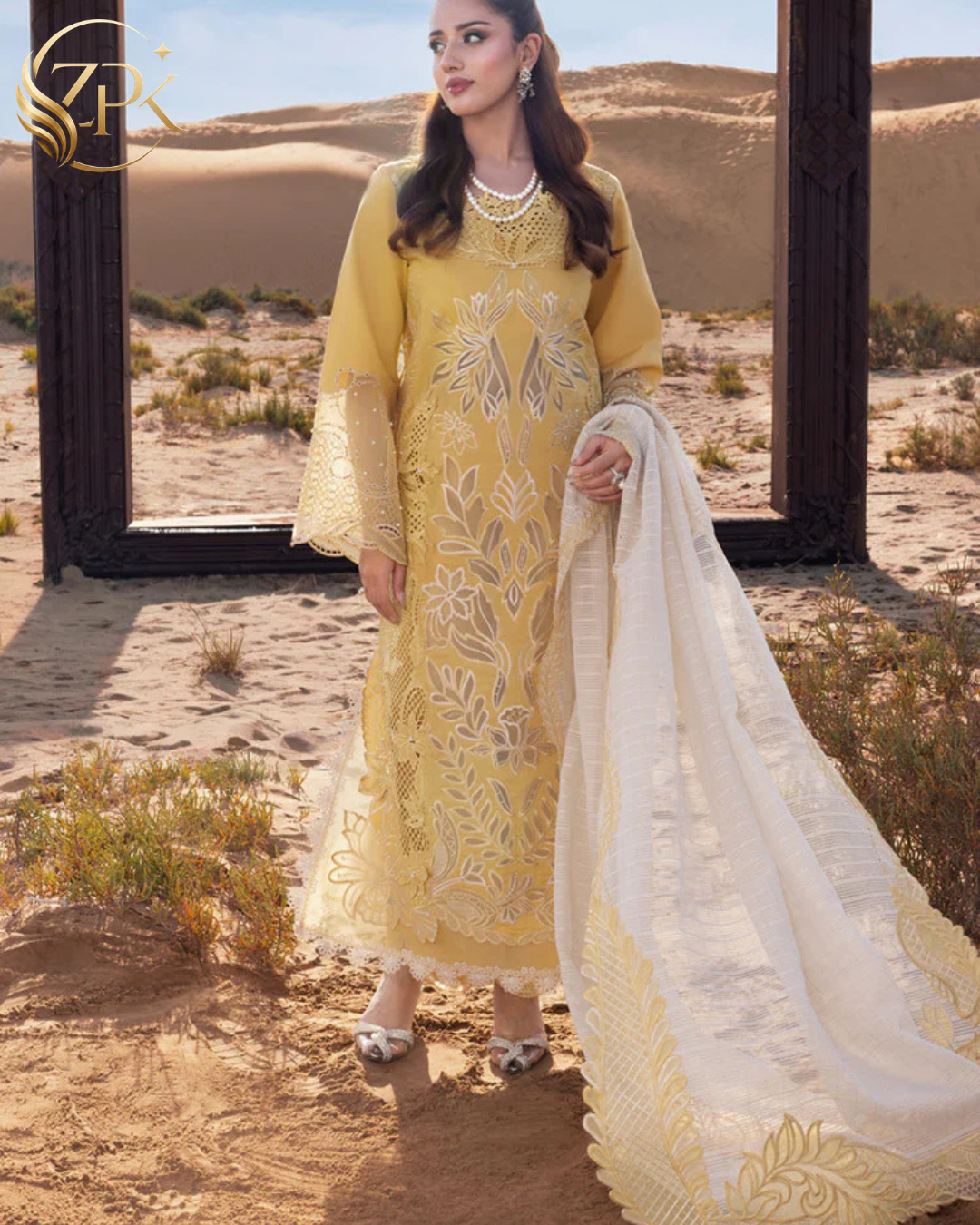 RANG RASIYA-3PC LAWN LASERCUTWORK EMBROIDERED SHIRT WITH KHAADI NET EMBROIDERED DUPATTA AND TROUSER -ZPK-4769