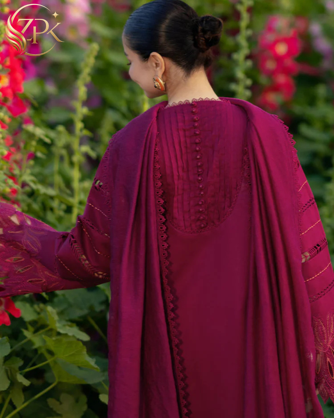 RANG RASIYA-3PC LAWN CHIKAN EMBROIDERED SHIRT WITH KHADDI NET EMB DUPATTA AND EMB TROUSER-ZPK-4885