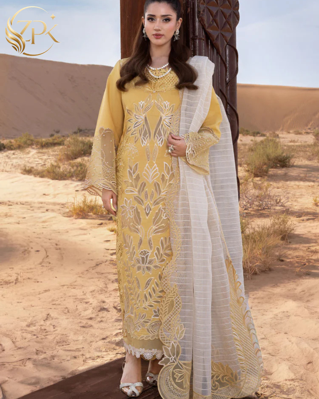 RANG RASIYA-3PC LAWN LASERCUTWORK EMBROIDERED SHIRT WITH KHAADI NET EMBROIDERED DUPATTA AND TROUSER -ZPK-4769