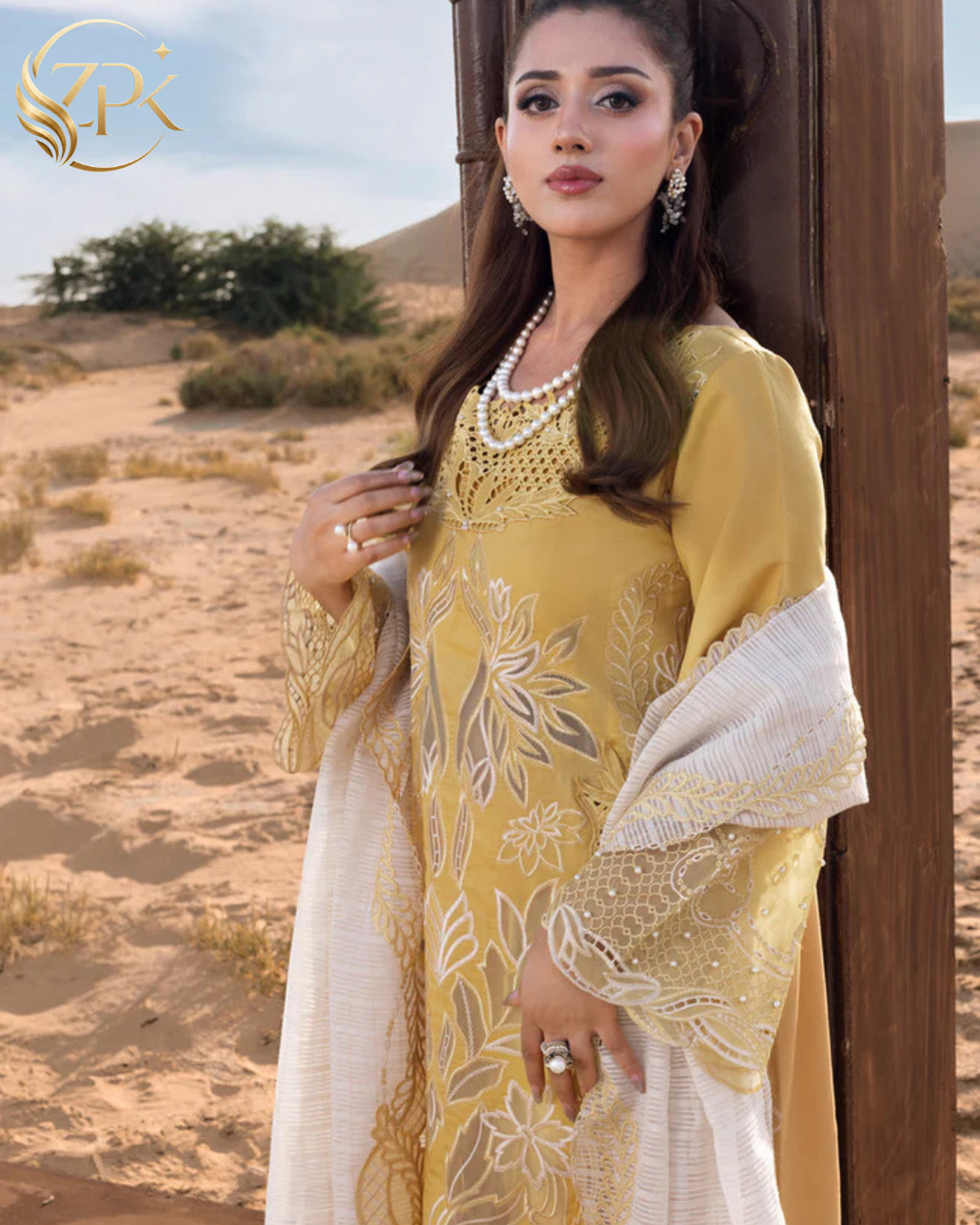 RANG RASIYA-3PC LAWN LASERCUTWORK EMBROIDERED SHIRT WITH KHAADI NET EMBROIDERED DUPATTA AND TROUSER -ZPK-4769