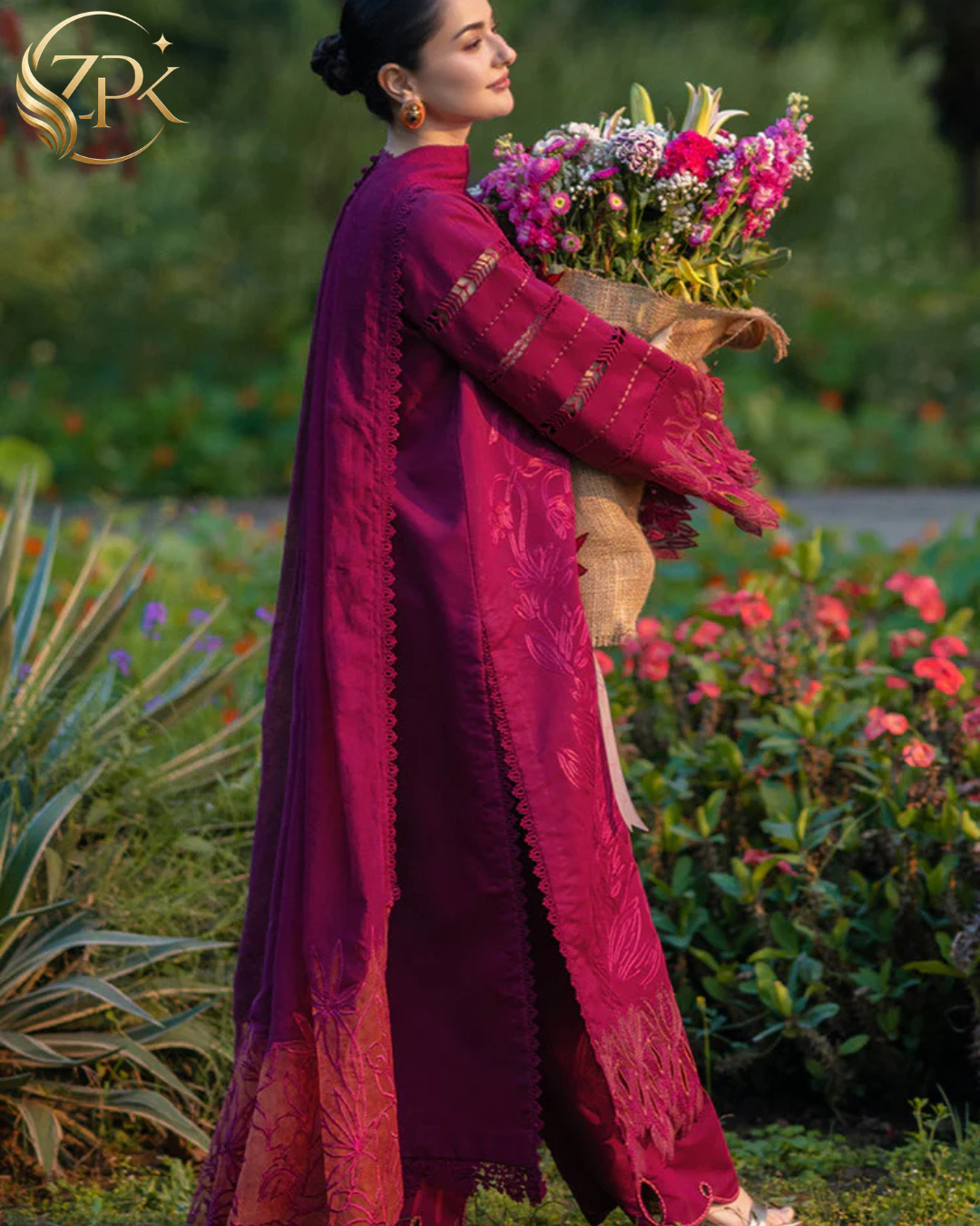 RANG RASIYA-3PC LAWN CHIKAN EMBROIDERED SHIRT WITH KHADDI NET EMB DUPATTA AND EMB TROUSER-ZPK-4885