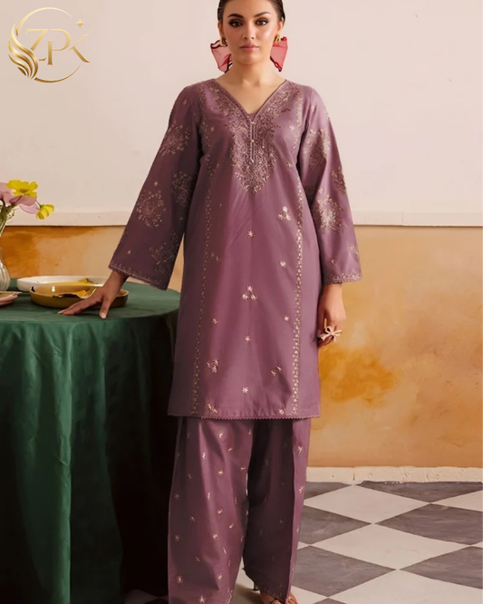 BATIK-2PC LAWN EMB SHIRT WITH EMB SLEEVES AND EMB TROUSER-ZPK-255