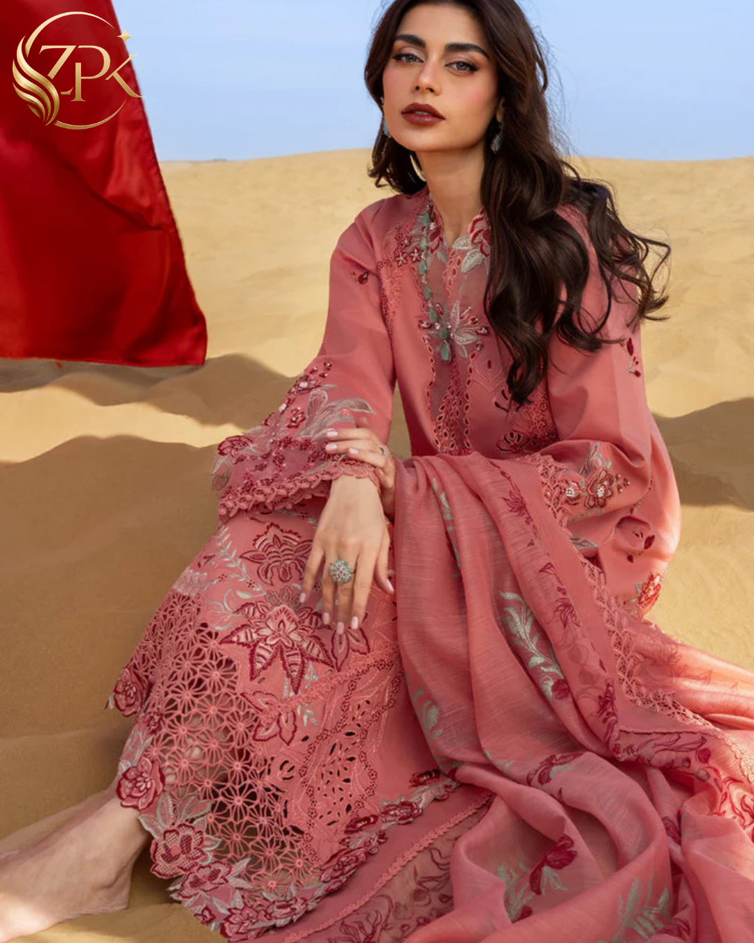 RANG RASIYA-3PC LAWN CHIKANKARI EMBROIDERED SHIRT WITH KHAADI NET EMBROIDERED DUPATTA AND TROUSER -ZPK-4775