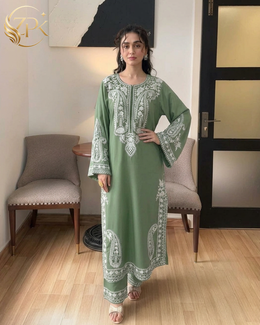 MIRANA-2PC LAWN EMB SHIRT WITH EMB SLEEVES AND EMB TROUSER-ZPK-250