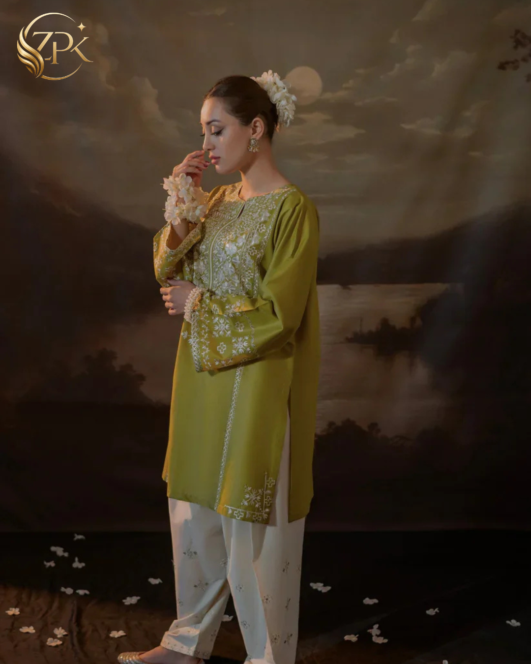 URGE-2PC LAWN EMBROIDERED SHIRT WITH EMBROIDRED SLEEVES & TROUSER-ZPK-226