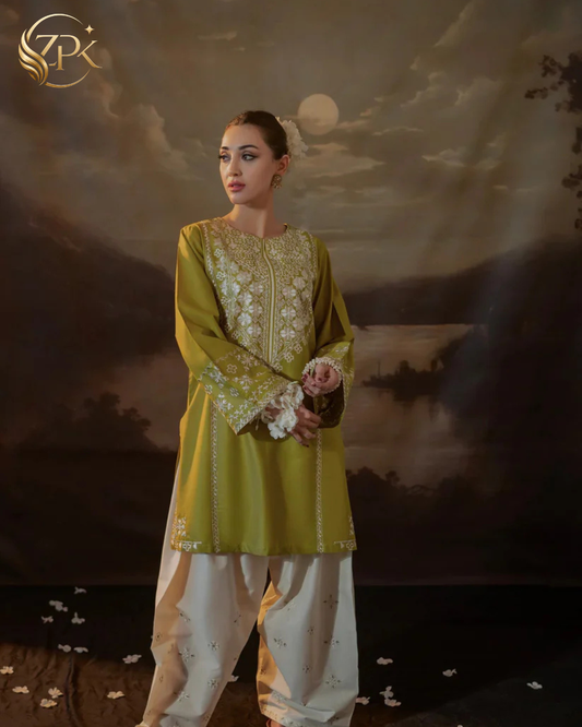 URGE-2PC LAWN EMBROIDERED SHIRT WITH EMBROIDRED SLEEVES & TROUSER-ZPK-226