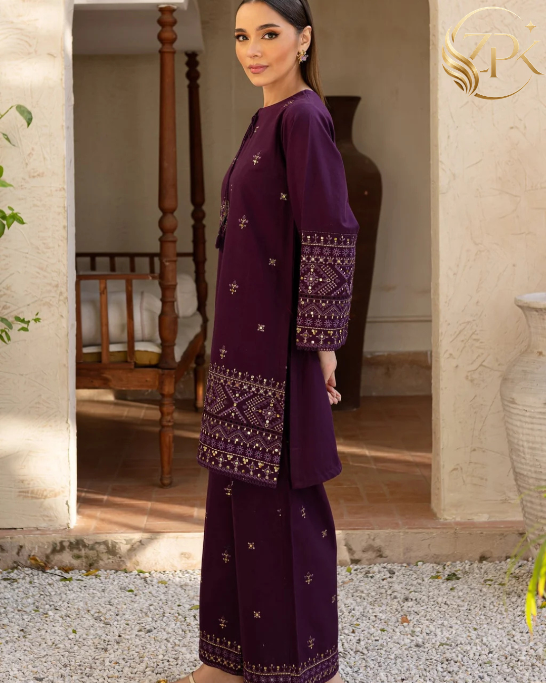 BATIK-2PC LAWN SEQUIN EMBROIDERED SHIRT WITH SEQUIN EMBROIDERED TROUSER-ZPK-202