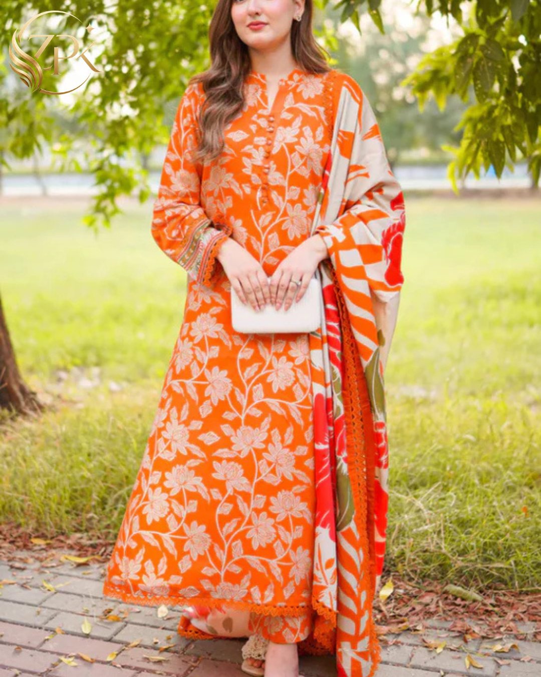 ANEELAS-3PC LAWN DIGITAL PRINTED SHIRT WITH SILK PRINTED DUPATTA AND PRINTED TROUSER-ZPK-030