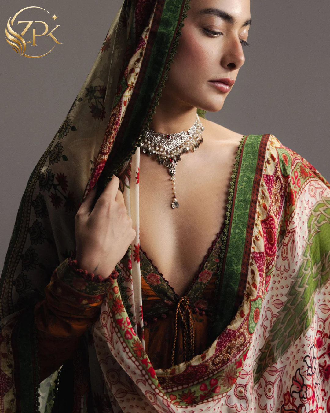 ZARA SHAH JAHAN-3PC DIGITAL PRINTED FROCK WITH SILK PRINTED DUPATTA & DYED TROUSER-ZPK-062