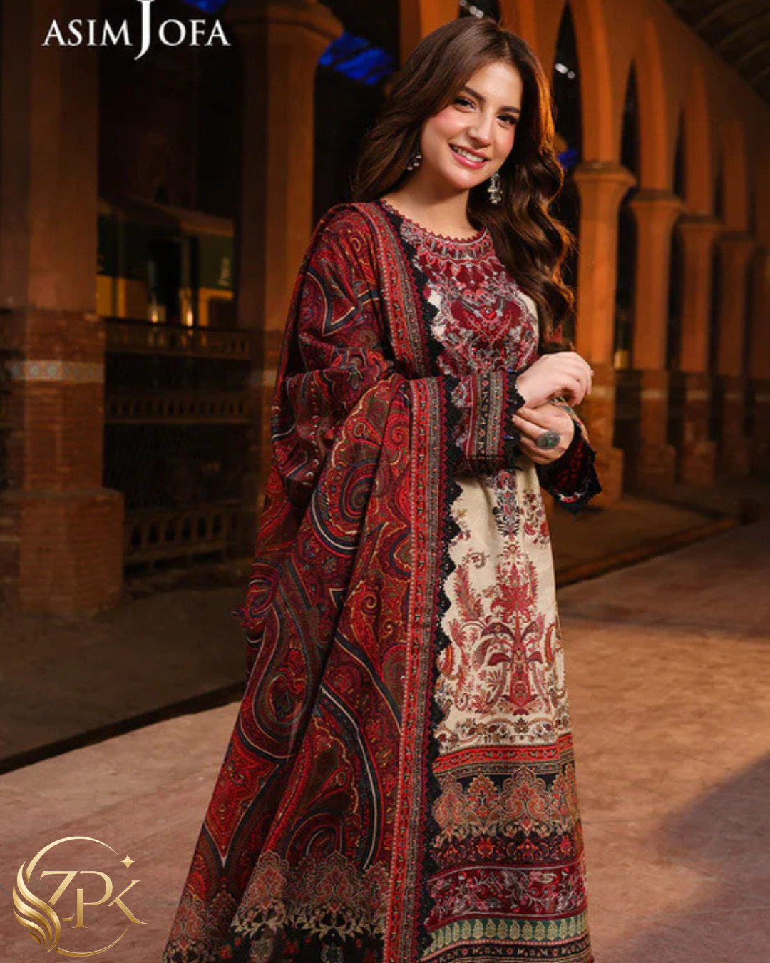 ASIM JOFA-3PC LAWN DIGITAL PRINTED SHIRT WITH SILK PRINTED DUPATTA AND PRINTED TROUSER-ZPK-060