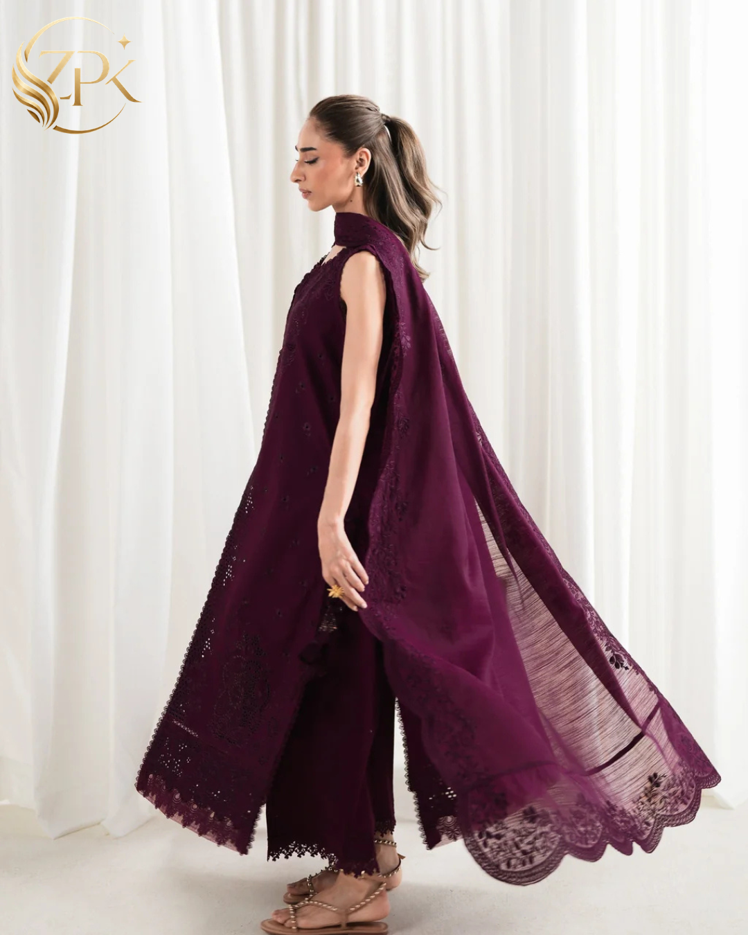 ZAIB-3PC LAWN EMBROIDERED SHIRT WITH KHADDI NET EMB DUPATTA AND TROUSER-ZPK-4922