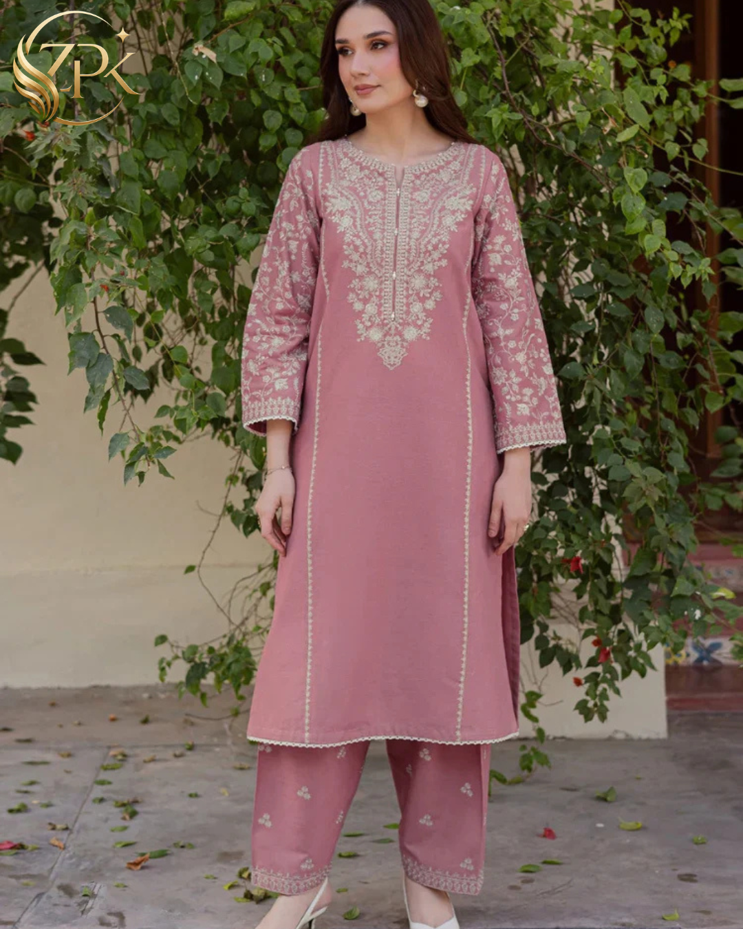 BATIK-2PC LAWN EMBROIDERED SHIRT WITH EMB SLEEVES AND EMB TROUSER-ZPK-238