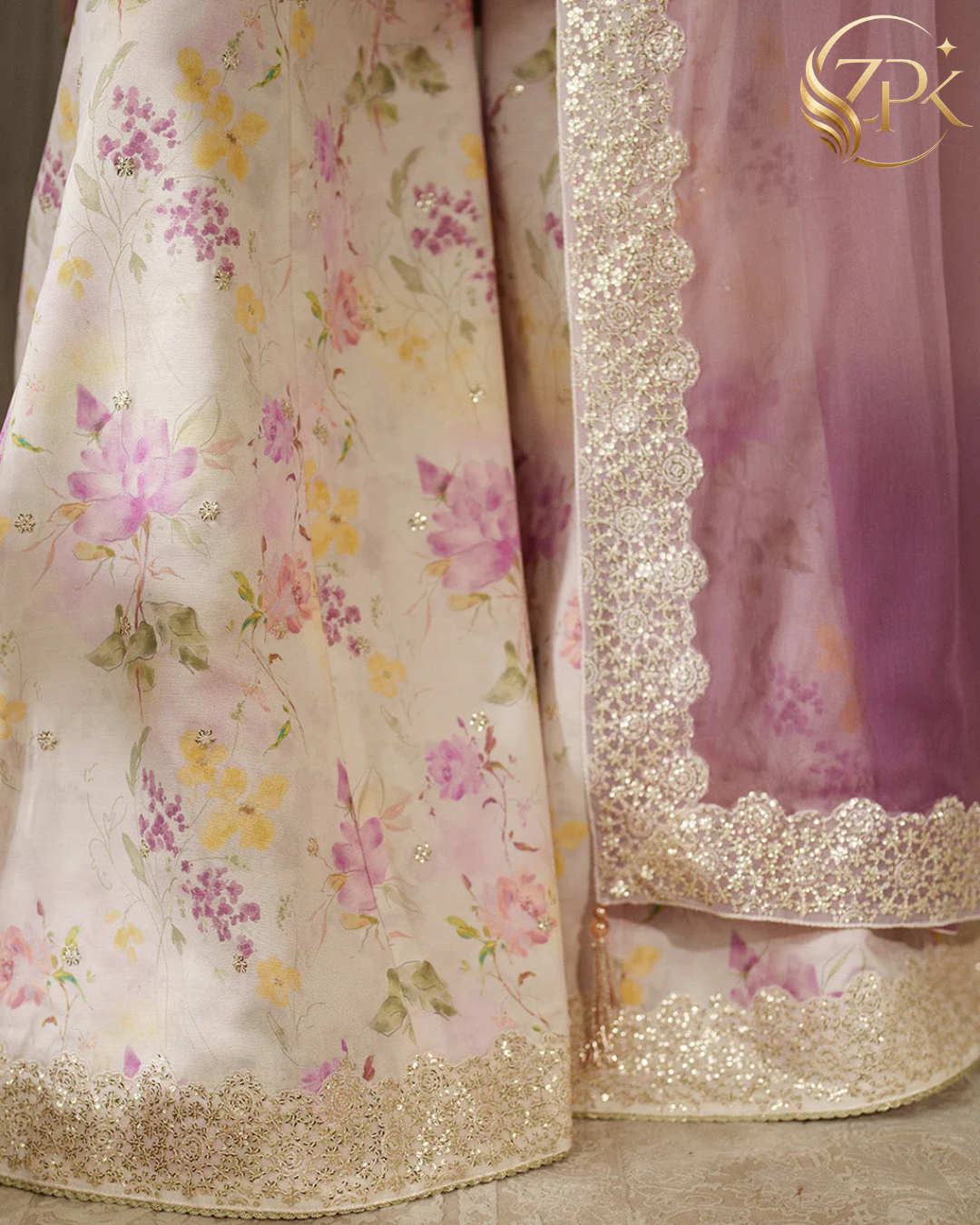 IZNIK-3PC LAWN DIGITAL PRINTED EMB SHIRT WITH SILK TYE&DYE EMB DUPATTA AND PRINTED TROUSER-ZPK-027