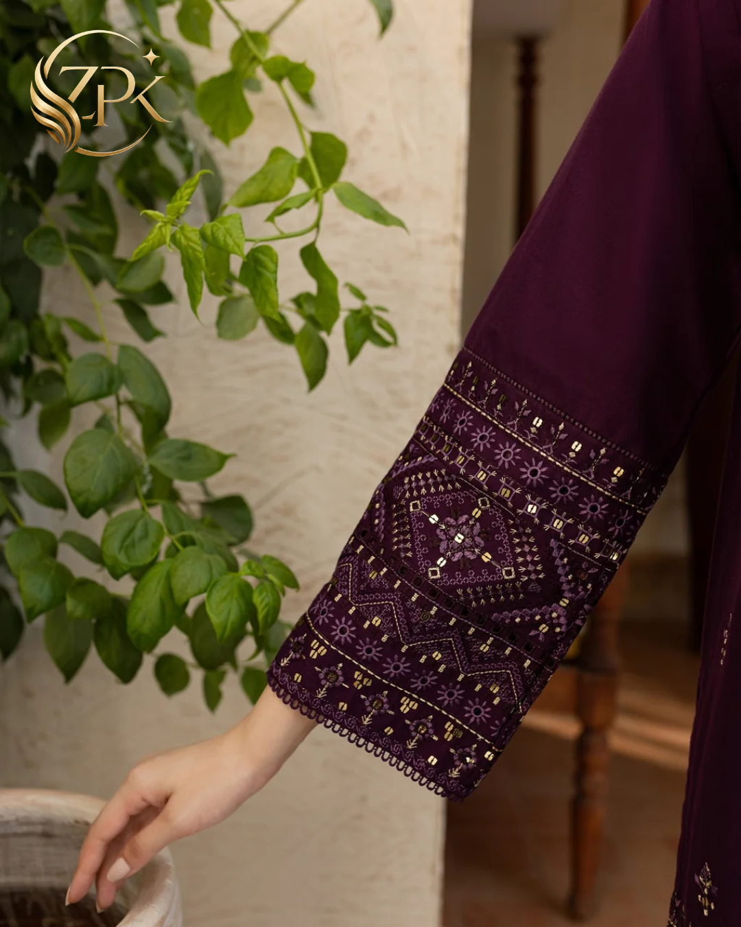 BATIK-2PC LAWN SEQUIN EMBROIDERED SHIRT WITH SEQUIN EMBROIDERED TROUSER-ZPK-202