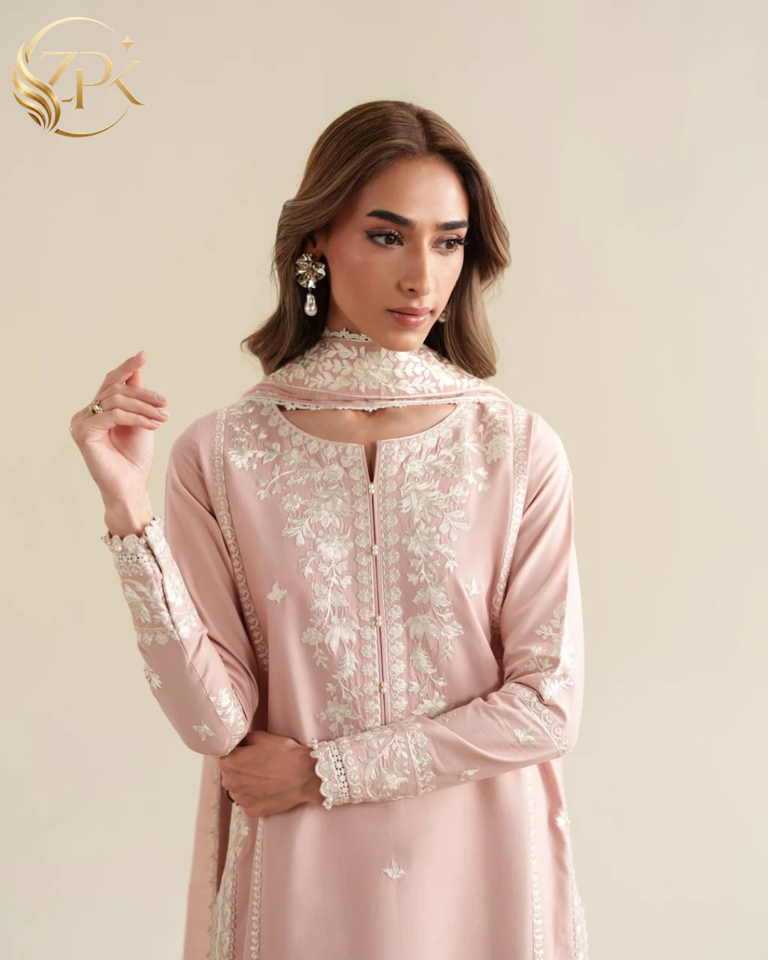 ZAIB-3PC LAWN EMBROIDERED SHIRT WITH CHIFFON EMB DUPATTA AND TROUSER-ZPK-4915
