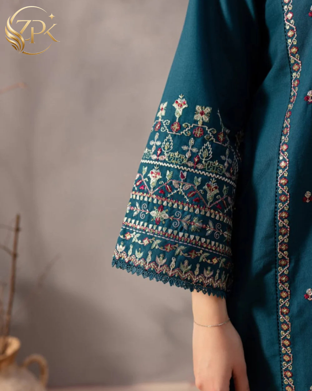 BATIK-BLUE PEARL 2PC- EMBROIDERED SHIRT WITH TROUSER-ZPK-223