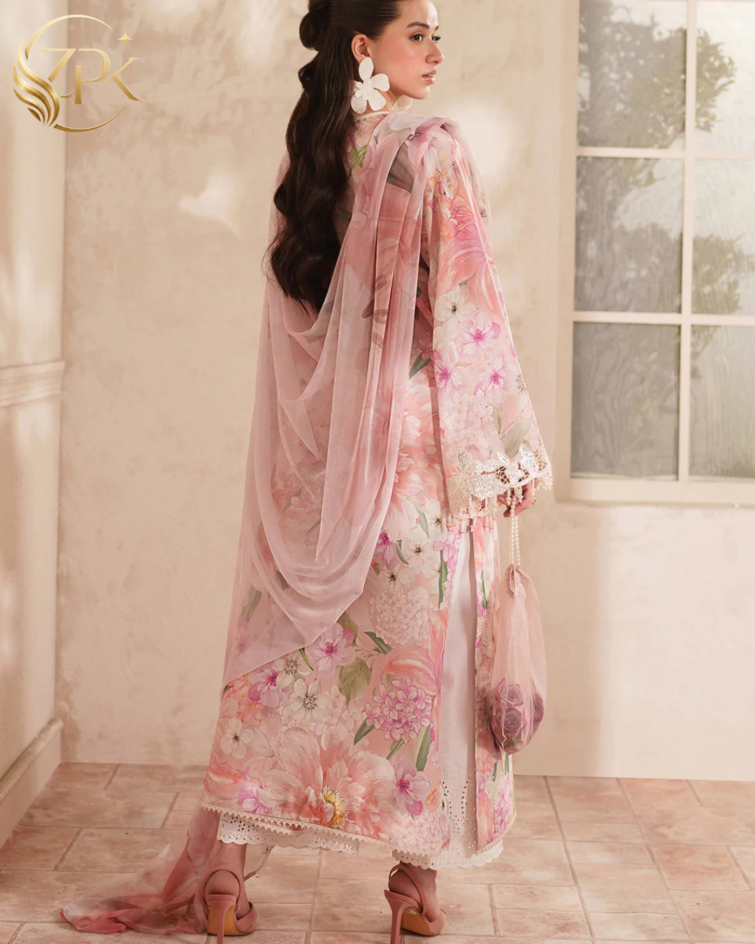 BAROQUE-3PC LAWN DIGITAL PRINTED EMB SHIRT WITH SILK PRINTED DUPATTA AND TROUSER-ZPK-054