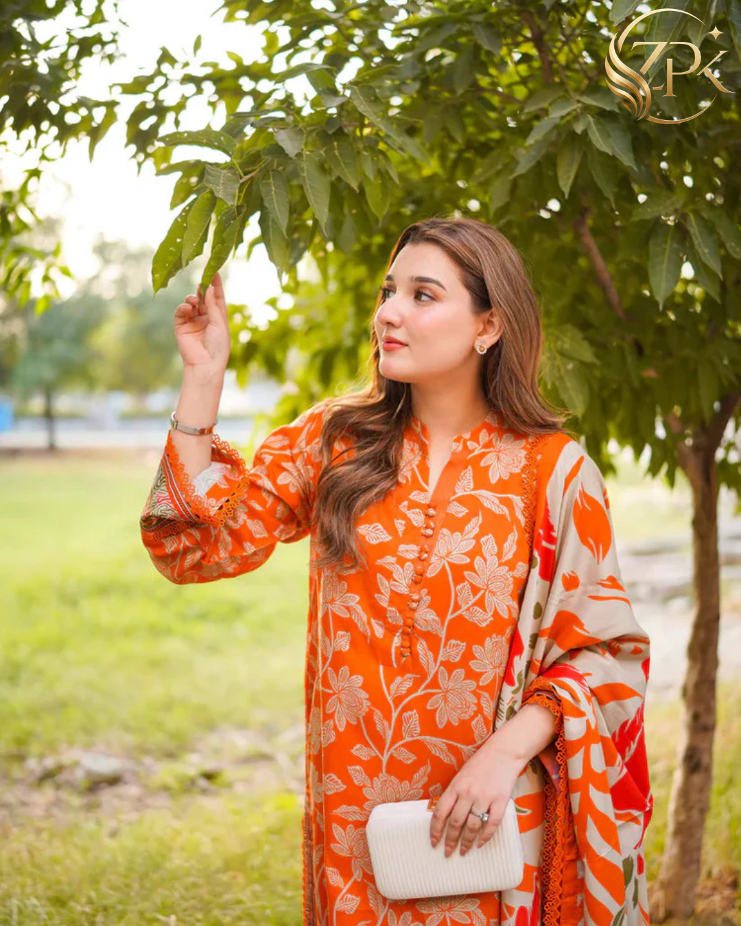 ANEELAS-3PC LAWN DIGITAL PRINTED SHIRT WITH SILK PRINTED DUPATTA AND PRINTED TROUSER-ZPK-030