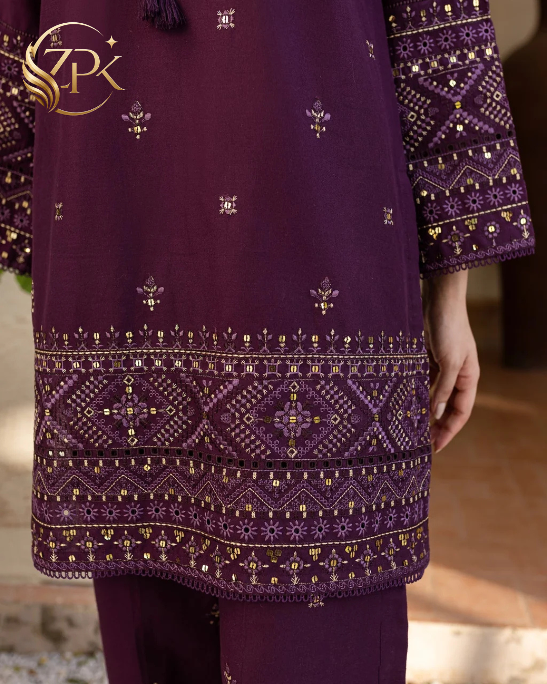 BATIK-2PC LAWN SEQUIN EMBROIDERED SHIRT WITH SEQUIN EMBROIDERED TROUSER-ZPK-202