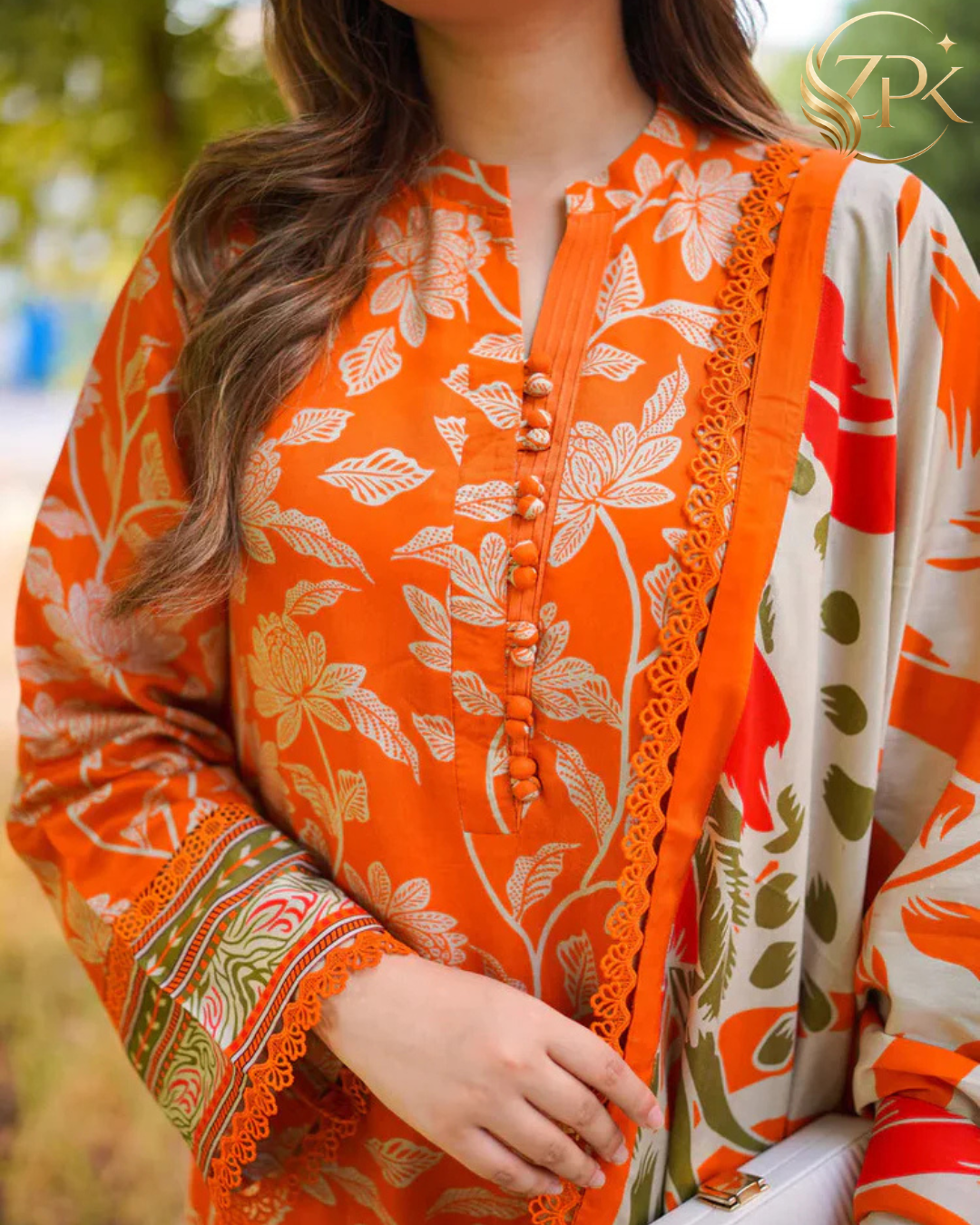 ANEELAS-3PC LAWN DIGITAL PRINTED SHIRT WITH SILK PRINTED DUPATTA AND PRINTED TROUSER-ZPK-030
