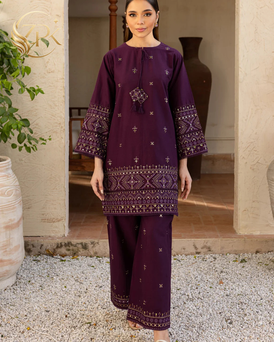 BATIK-2PC LAWN SEQUIN EMBROIDERED SHIRT WITH SEQUIN EMBROIDERED TROUSER-ZPK-202