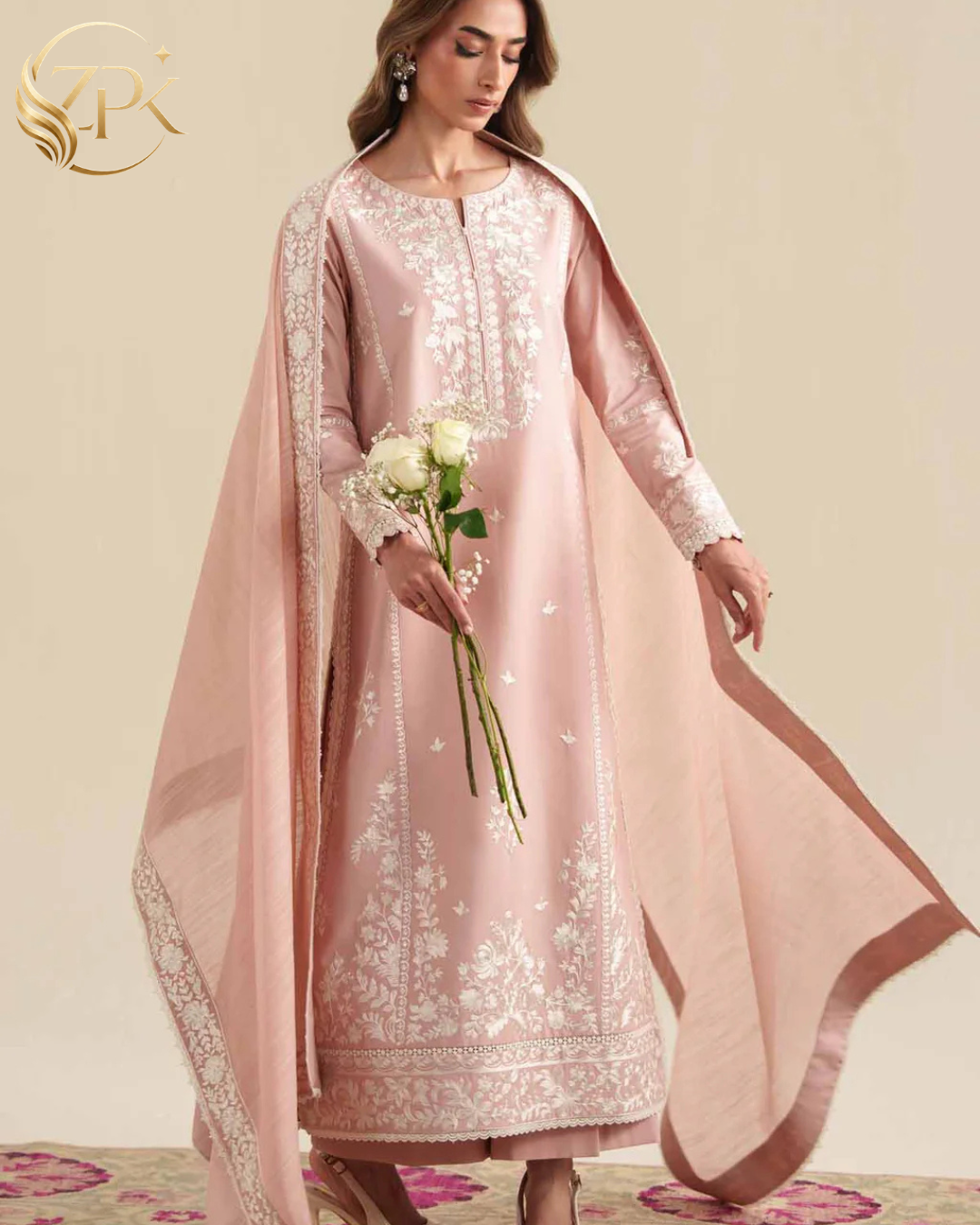 ZAIB-3PC LAWN EMBROIDERED SHIRT WITH CHIFFON EMB DUPATTA AND TROUSER-ZPK-4915
