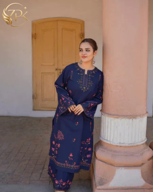 URGE-2PC LAWN EMB DRESS WITH EMB SLEEVES AND EMB TROUSER-ZPK-228