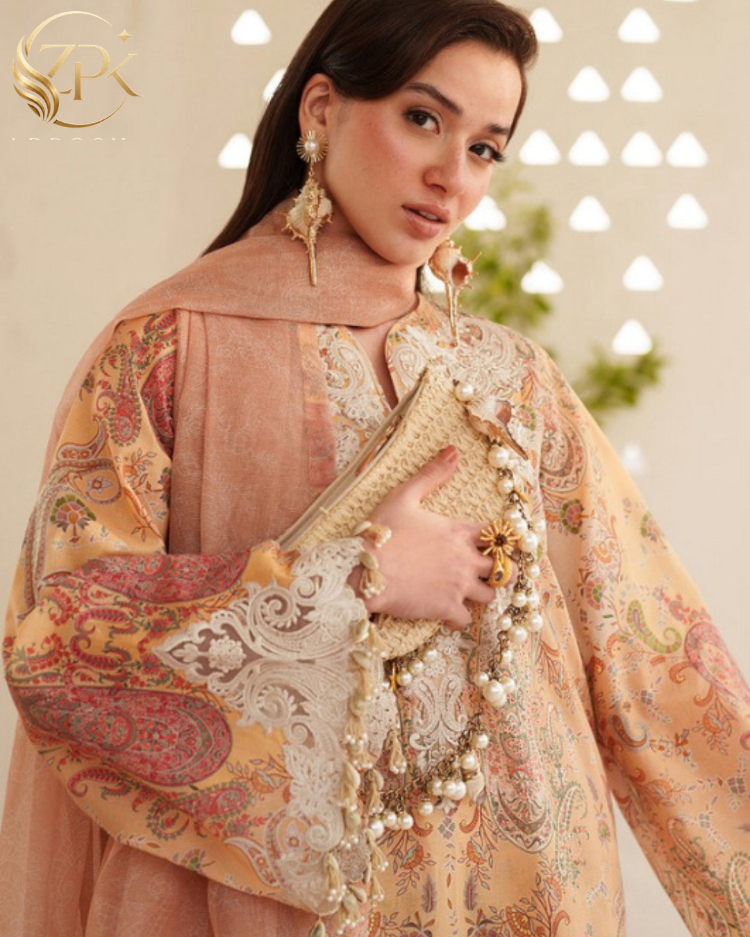 BAROQUE-3PC LAWN DIGITAL PRINTED EMB SHIRT WITH SILK PRINTED EMB DUPATTA AND PRINTED TROUSER-ZPK-014