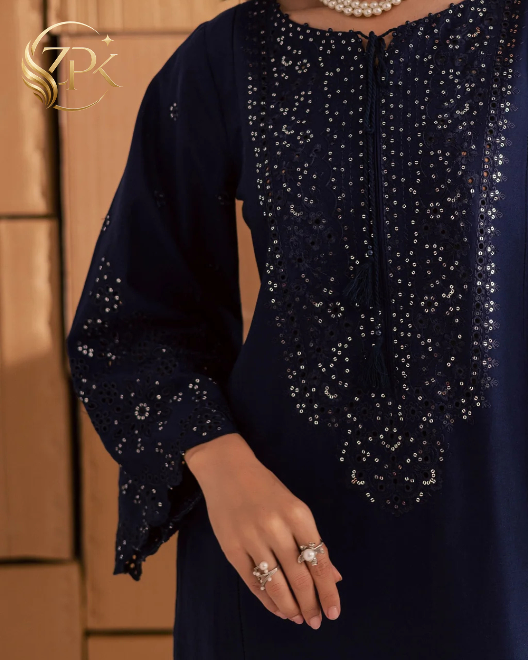 BATIK-2PIECE LAWN SEQUIN & CHIKAN EMB NECKLINE WITH SEQUIN EMB TROUSER-ZPK-245