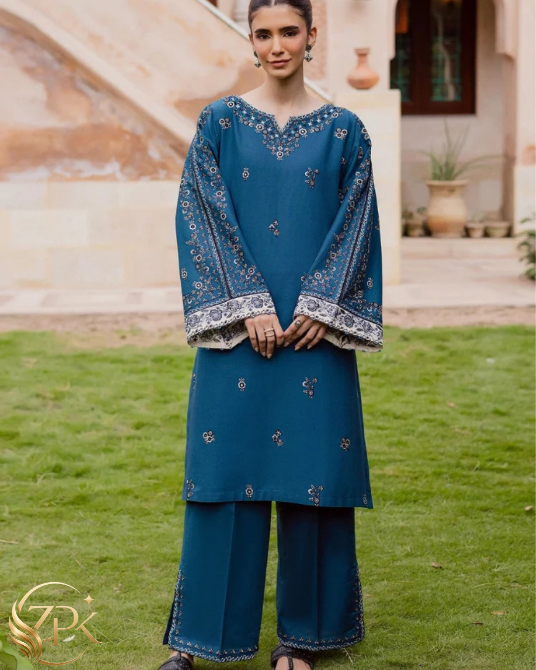 BATIK-2PC LAWN EMBROIDERED SHIRT WITH EMB SLEEVES AND EMB TROUSER -ZPK-254
