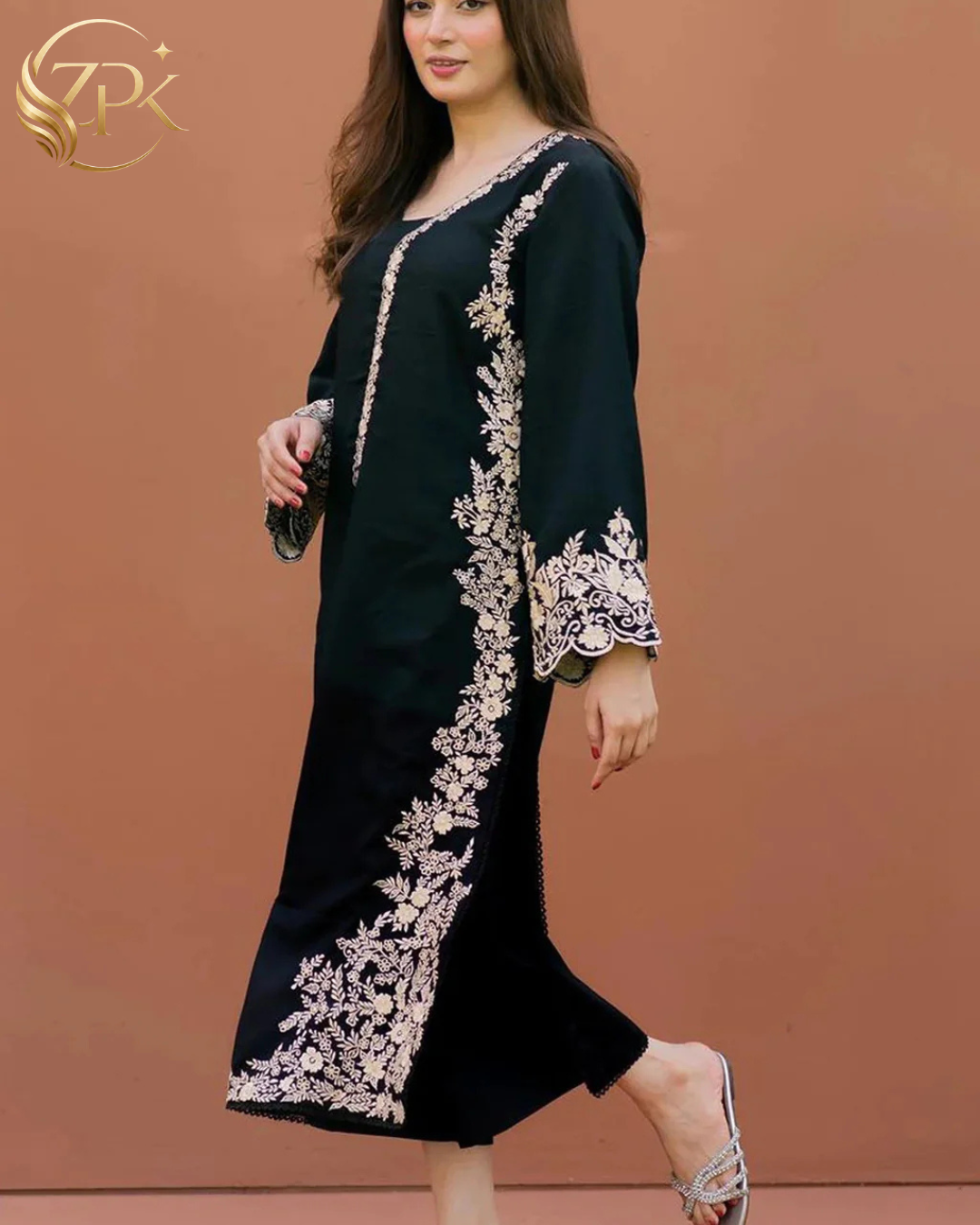 LAJWANTI-2PC LAWN EMBROIDERED SHIRT WITH LAWN EMBROIDERED SLEEVES-ZPK-214